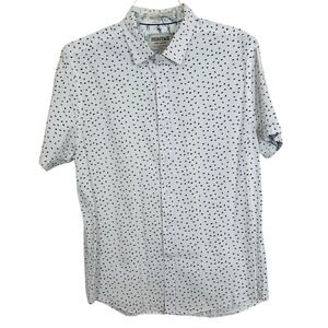 Heritage Report Collection Men L Water Drop‎ Shirt White Short Sleeve Slim Fit